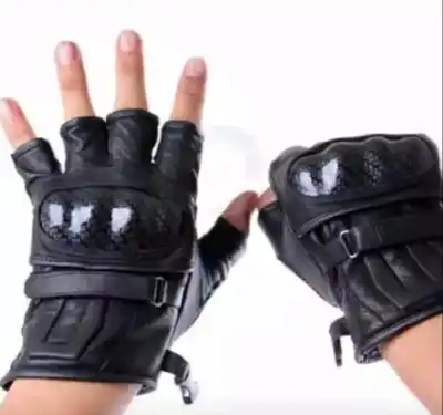 Sarung Tangan Kulit Kevlar Half Finger Gloves Batok Protector Pendek 00055