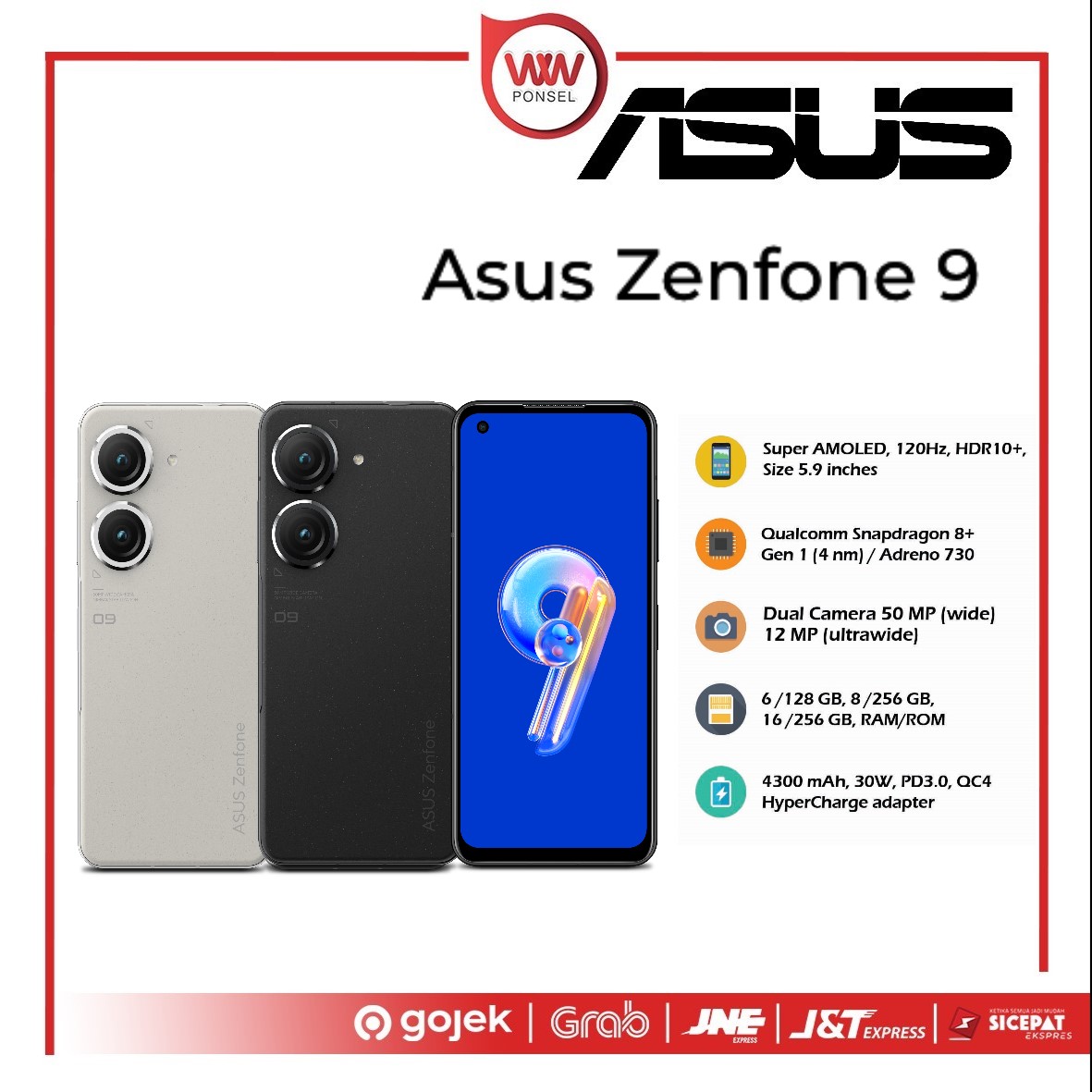 Hp Asus Zenfone 9 Ram 8GB Internal 256GB BLK AI2202-1A06ID Garansi