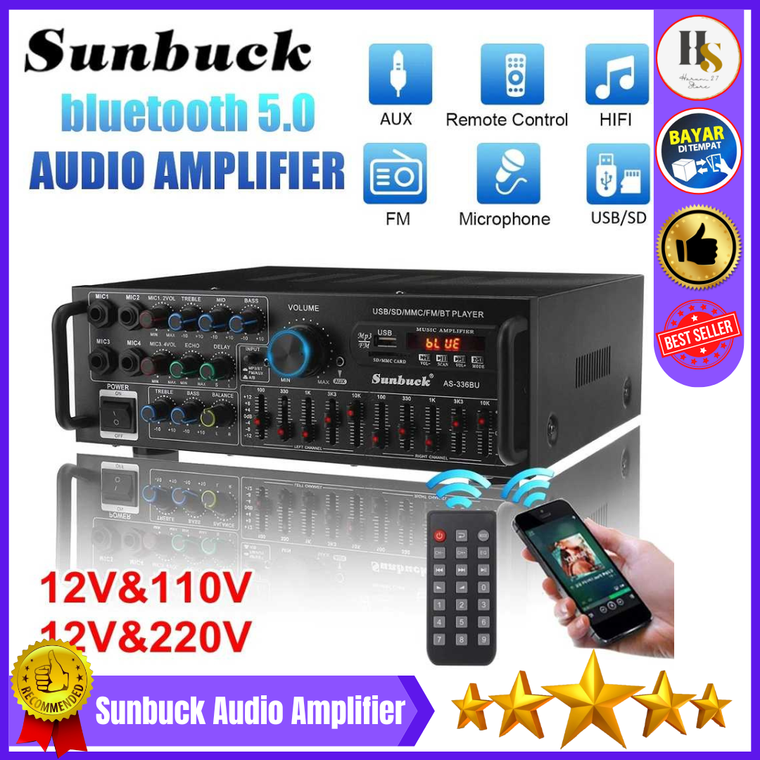 COD Sunbuck Audio Amplifier Bluetooth EQ Karaoke FM Radio 2000W
