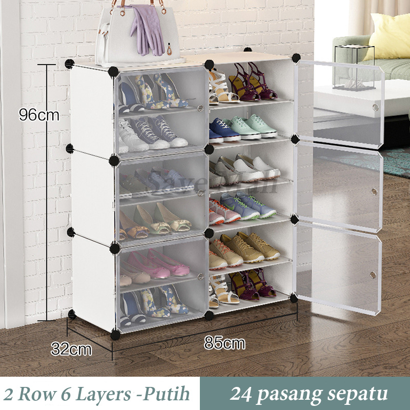 Rak Sepatu Tertutup Anti Debu Rak Sepatu 8 Susun Plastik Lemari Sepatu