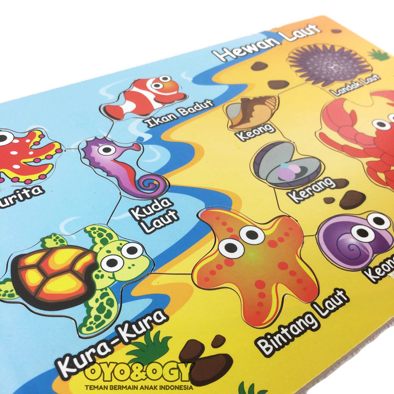 Mainan Edukasi Anak Puzzle Kayu Gambar Hewan Laut Binatang Sea Animal Pantai Lazada Indonesia