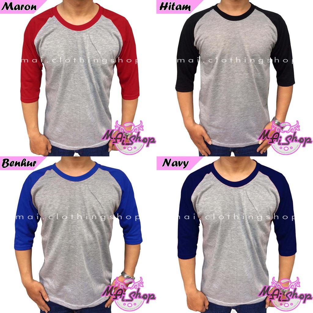 Raglan Murah / Raglan Lengan 3/4 / Kaos Unisexsize M,Biru Benhur () (size M,Biru Benhur)