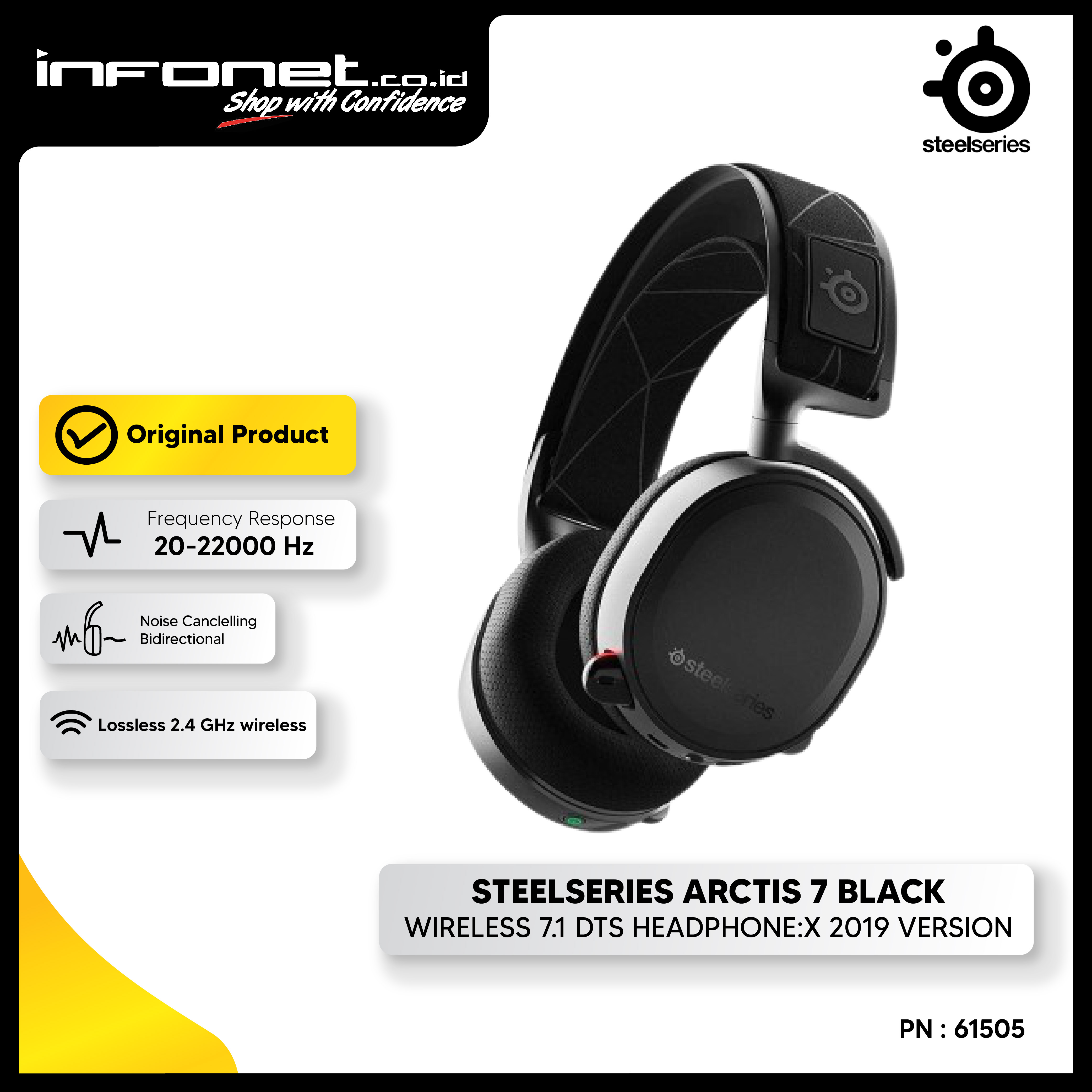 STEELSERIES ARCTIS 7 BLACK WIRELESS 7.1 