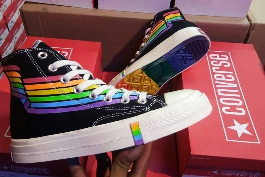 rainbow high top converse