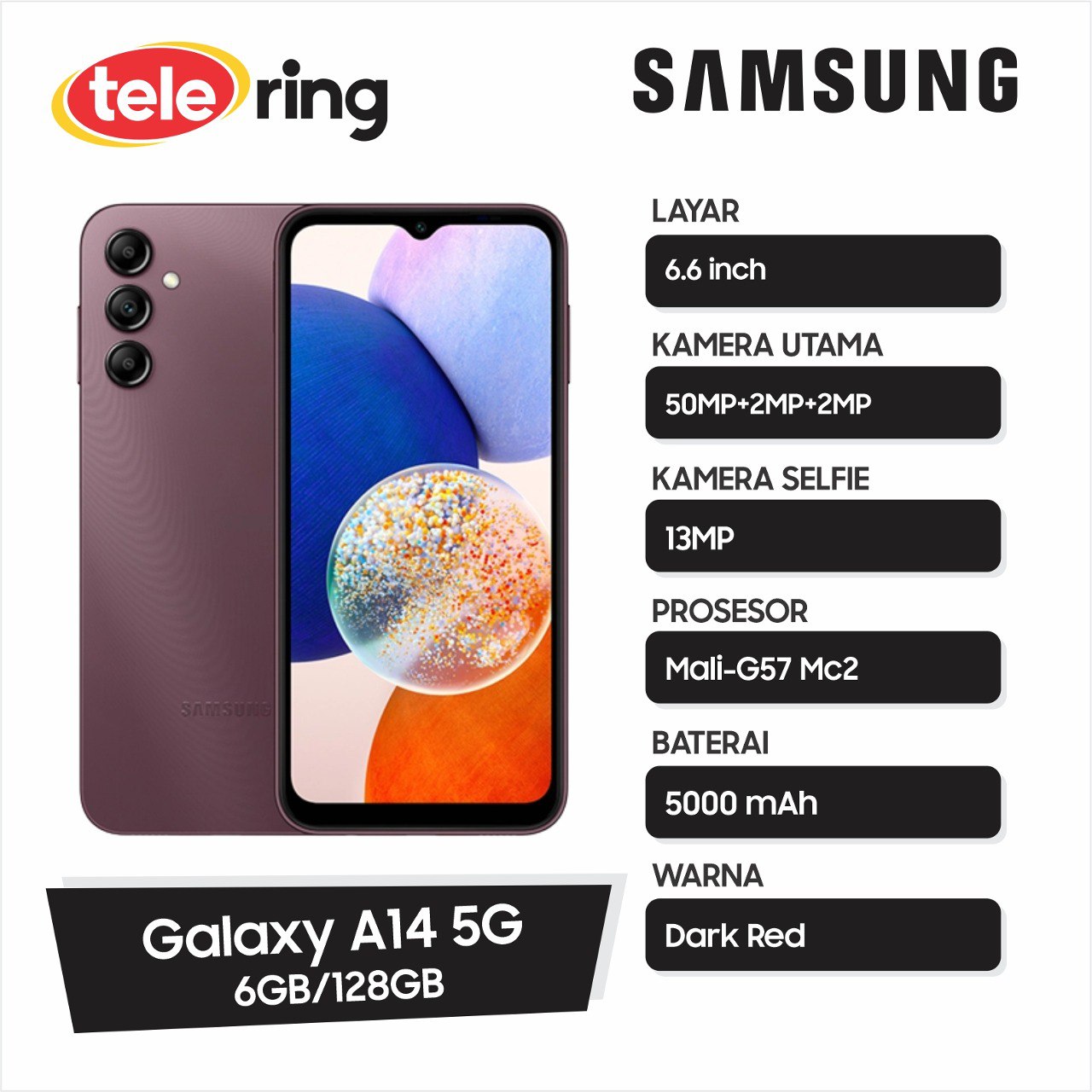 Samsung Galaxy A14 5G 6/128GB Dark Red | Lazada Indonesia