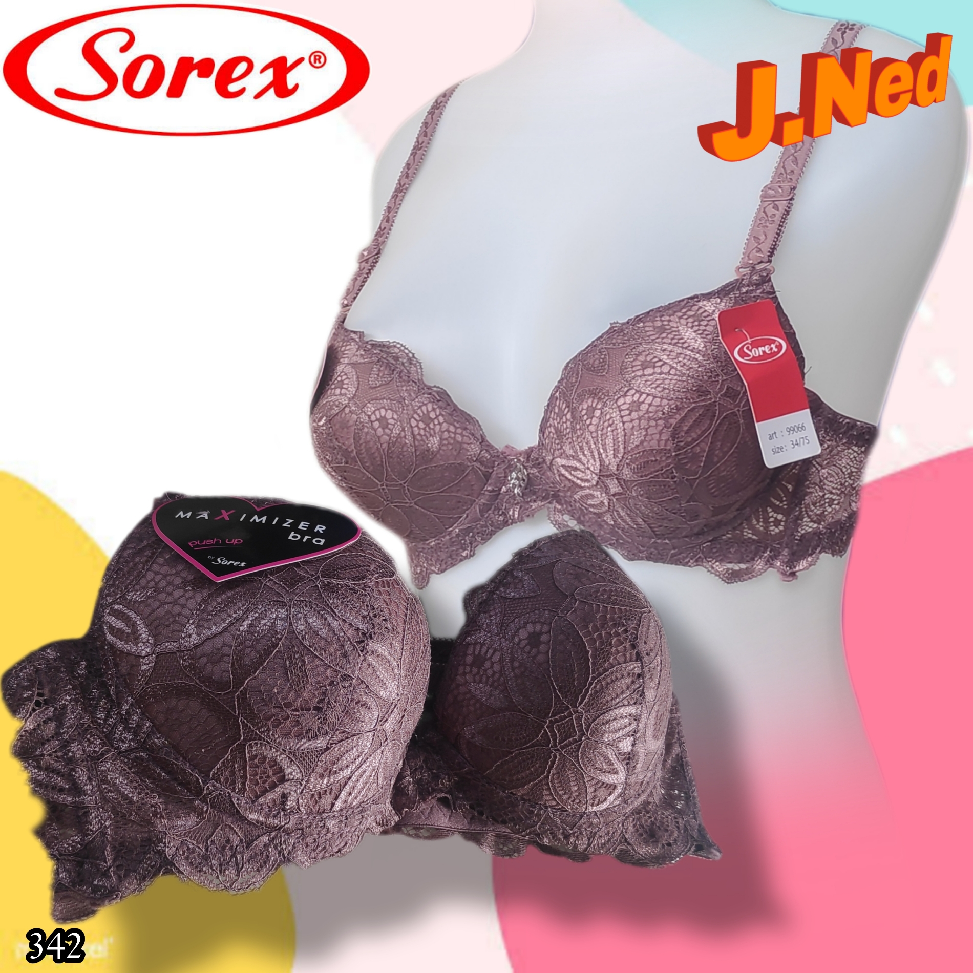 Jual BH SOREX 17108 BRUKAT BUSA TIPIS DAN BERKAWAT - Coklat 38B di