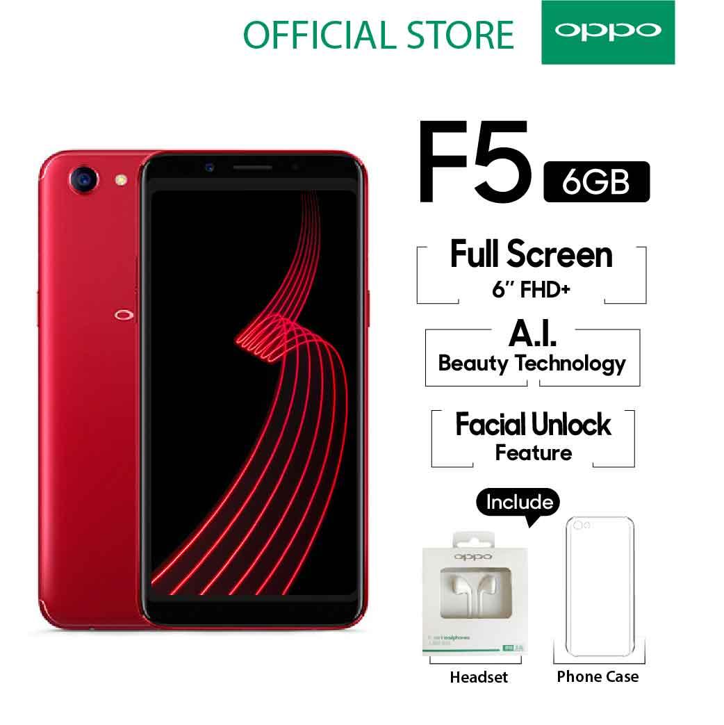 OPPO F5 SMARTPHONE 6GB/64GB RED A.I Beauty 20 MP (COD, Garansi Resmi OPPO, Cicilan tanpa kartu kredit, Cicilan 0%, Gratis Ongkir)