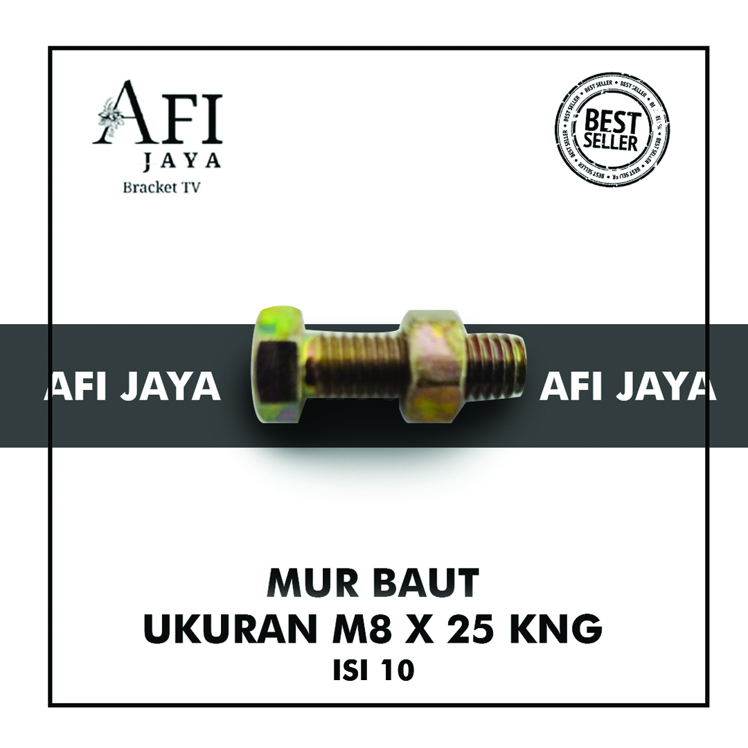 MUR BAUT UKURAN M8 X 25MM KUNING (10 PCS)- BAUT MUR M8x25- BAUT KUNING ...