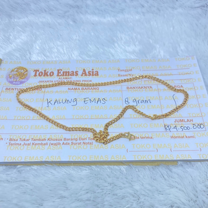 Kalung emas murni 8 gram Model rantai 60 cm Free Surat emas 24 k