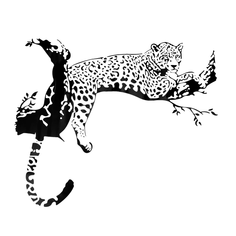 Large Leopard Animal Art Removable Room Home Wall Sticker Decal Mural Decoration,black,Size: 90 x 60cm (finished size): 86 × 72cm
