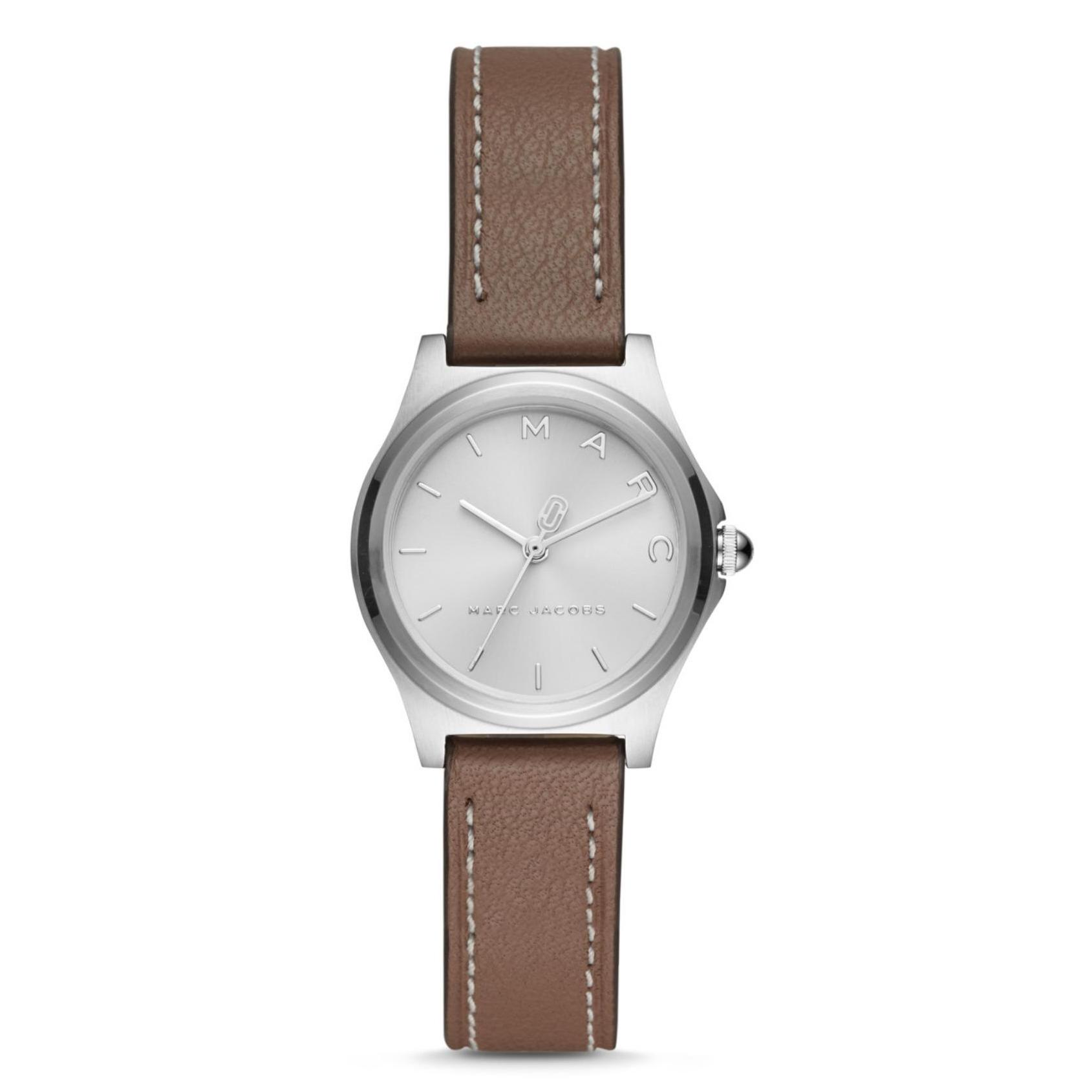 Marc By Marc Jacob Hendry - Silver Dial 28mm - Cement Leather Strap - Jam Tangan Analog Wanita - MJ1643 - Original dan Garansi Watch Care