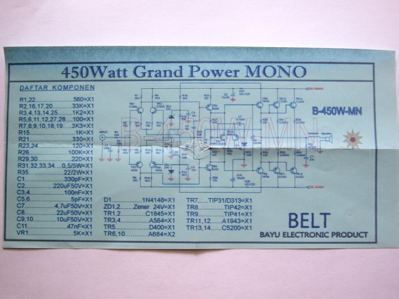 Pcb Grand 450 Watt Mono B450wmn Belt Lazada Indonesia