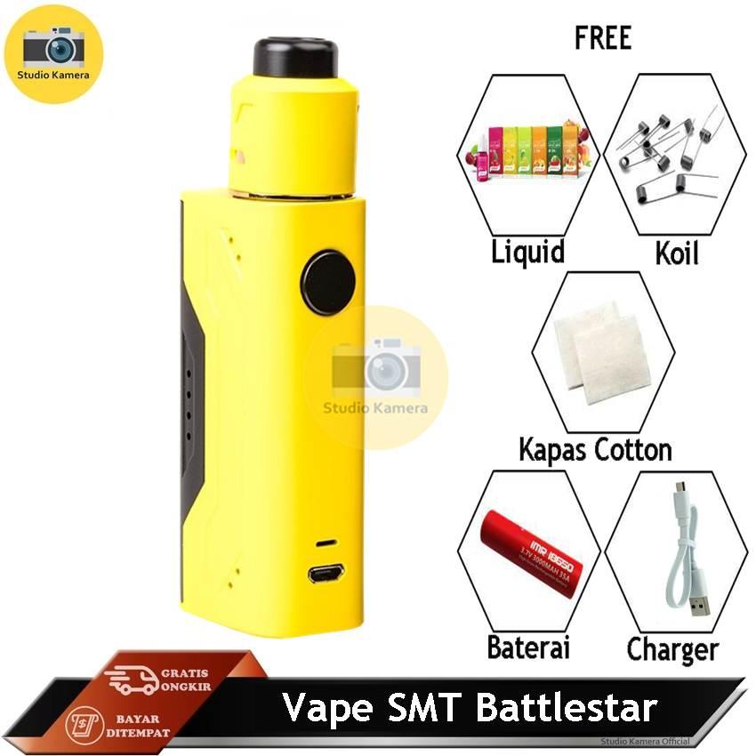 Studio Kamera - Paket Siap Ngebul Vape Murah IV SMT Battlestar NANO Kit 80W Rokok Elektrik Vape + Free Coil Baterai Liquid Kapas dan Kabel USB - Kuning Studio Kamera - Paket Siap Ngebul Vape Murah IV SMT Battlestar NANO Kit 80W Rokok Elektrik Vape + Free Coil Baterai Liquid Kapas dan Kabel USB - Kuning