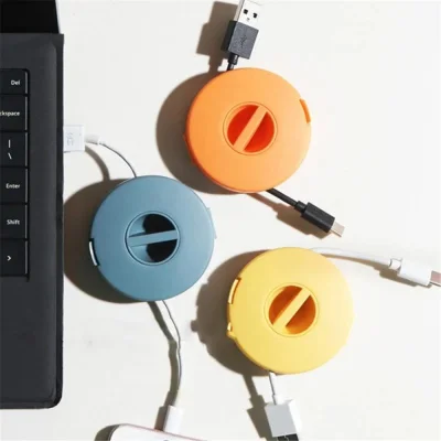XHC4166 Round USB Charging Data Line Management Cable Clips Organizer Cord Holder Cable Winder