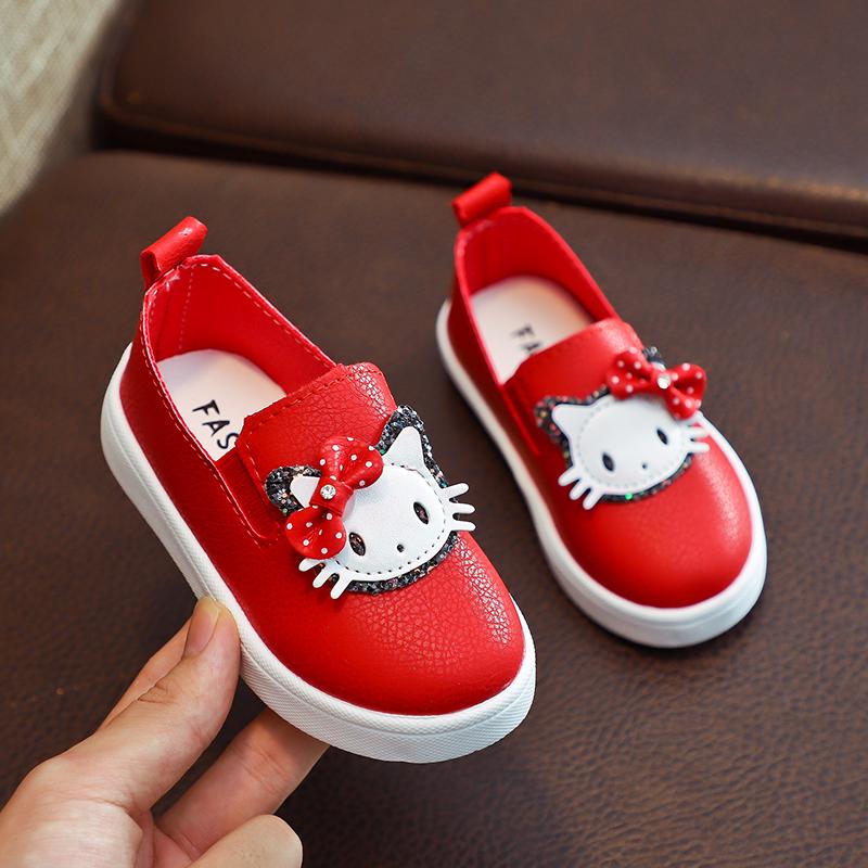 Anak prempuan sepatu lapisan tunggal sepatu putri 2019 musim semi dan musim gugur model baru netral Petpet sepatu kulit kecil anak-anak sepatu kacang polong sepatu anak perempuan pasang