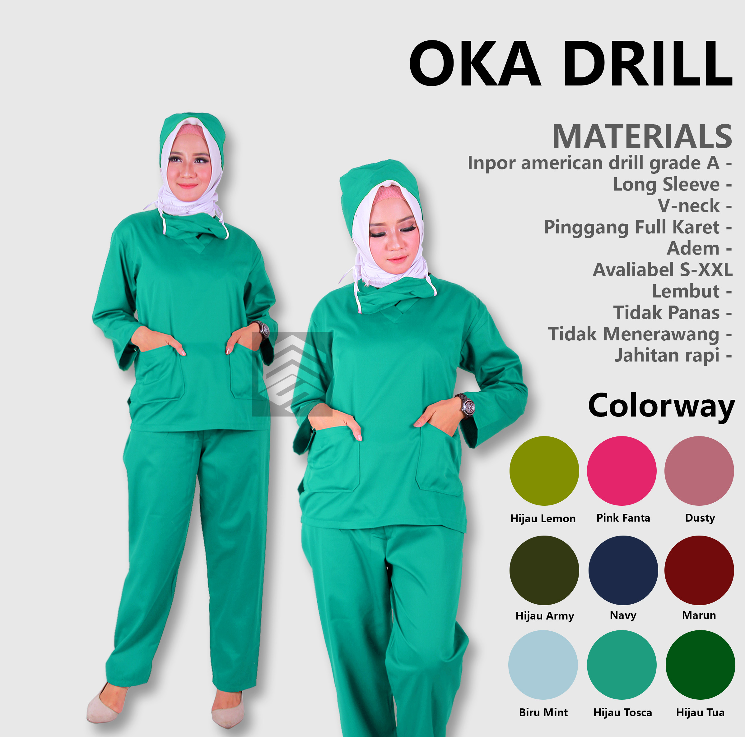 Baju Ok Lengan Panjang | Baju Oka Lengan Panjang | Seragam Medis | Baju