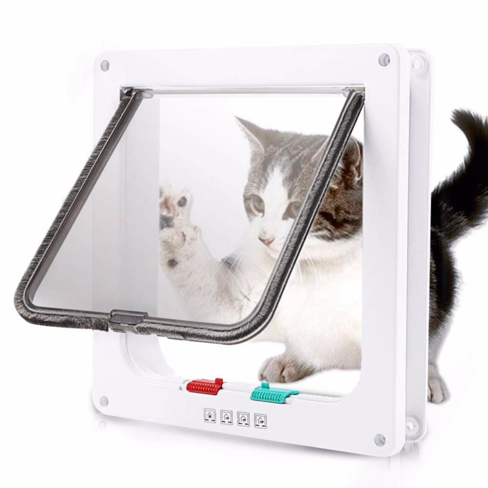 DFSID Simple Design Smart With Security Lock ABS Material 4 Ways In and Out Freely Cat Door Flap Door Pet Supplies Dog Gates