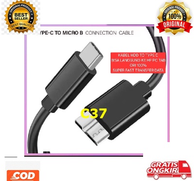 C37 KABEL USB HDD TO TIPE TYPE C BISA LANGSUNG KE HP PC TAB ORI