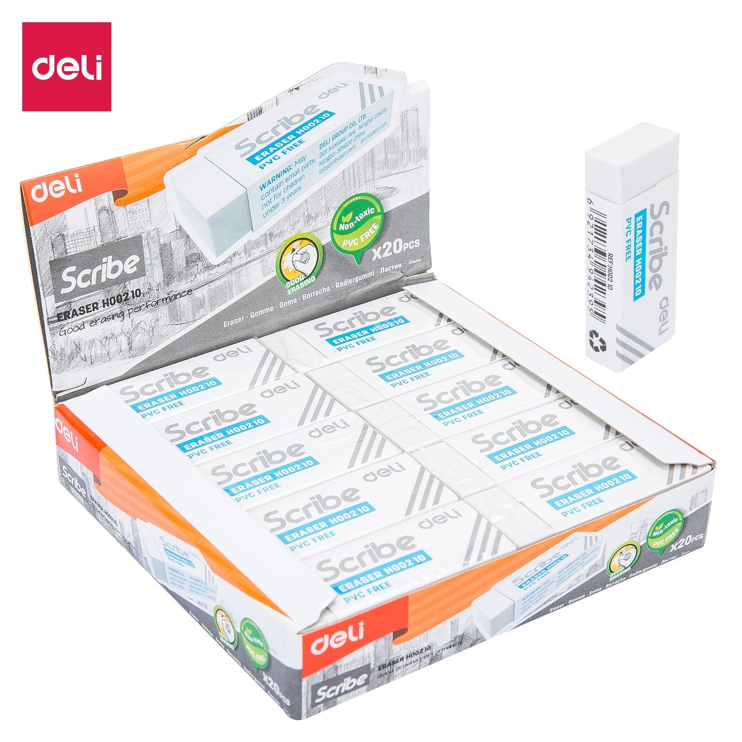 Deli Penghapus Eraser Scribe 60 x 24 x 12mm Bersih Clean Putih EH00410 ...
