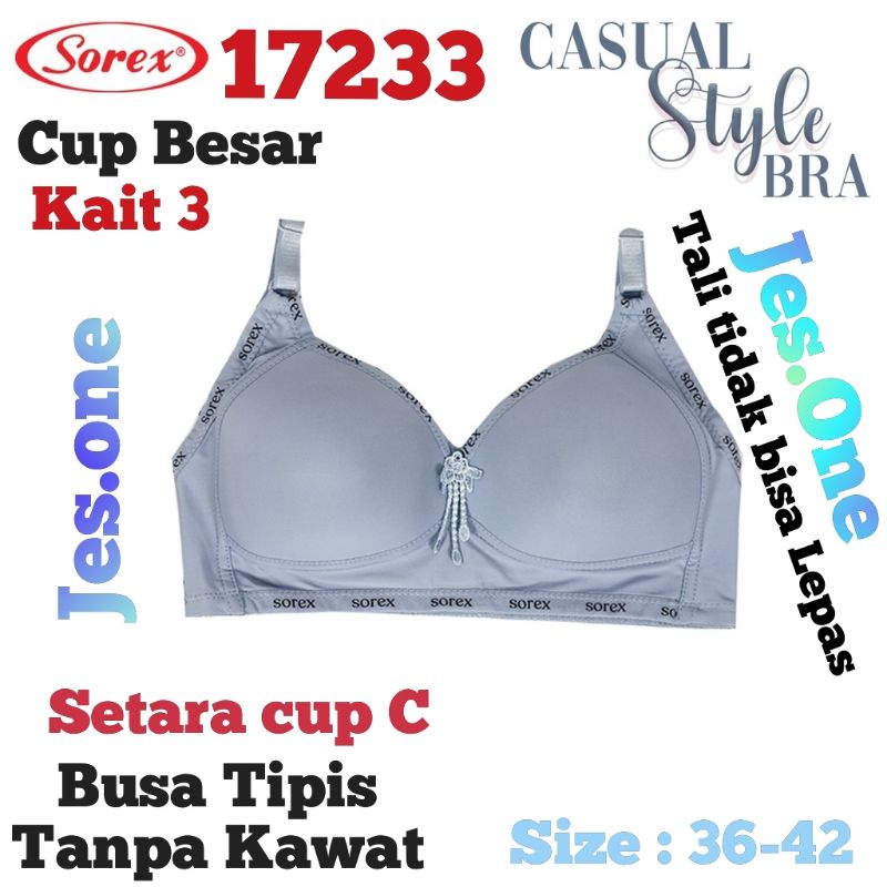 SOREX Bra BH Super Soft Cup Besar Busa Tanpa Kawat Size 36 - 42 Art 17233