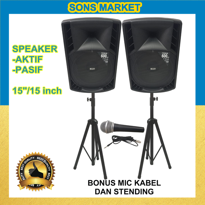 Speaker Aktif Pasif In Inch Soundrifft Original Set Unit Bonus Stand Dan Mic Lazada