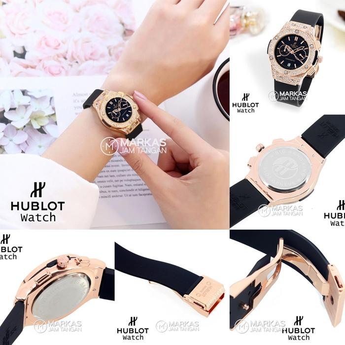 Jam Tangan Wanita HUBLOT Big Bang Ring Diamond Rubber Strap Watch