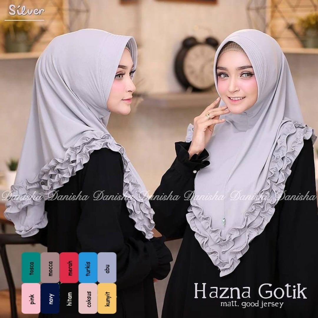 Hanza Gotik Series Abu jilbab motif / jilbab instan murah / jilbab cantik / hijab jumbo