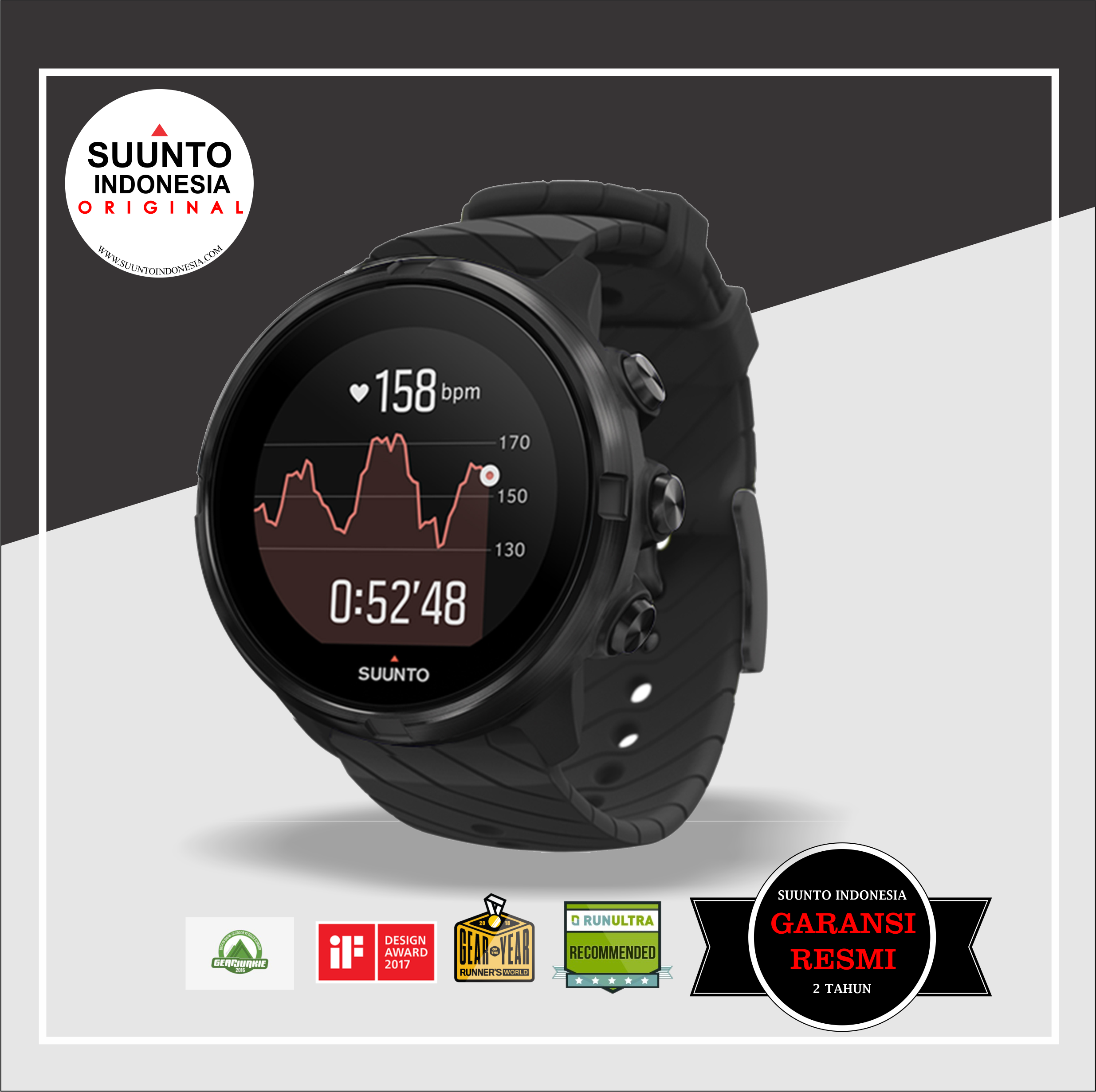 SUUNTO 9 ALL BLACK ORIGINAL GARANSI RESMI ( JAM TANGAN SMART WATCH) |  Lazada Indonesia