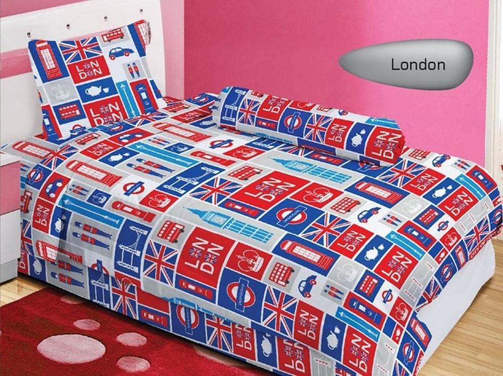 Bed Cover Lady Rose motif LONDON Ukuran 120 x 200 cm Single Size minimalis england flag bendera inggris