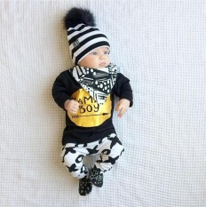 Pakaian Anak Laki-Lak Baru Lahir Lengan Panjang Bahan Katun Set Setelan Kaos + Celana Bertuliskan Mama Boy Warna Hitam Untuk Usia 0 - 24 Bulan