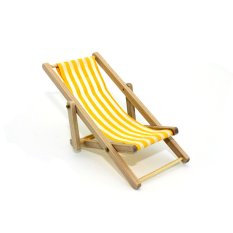 1:12 Mini garis lipat kayu kursi pantai rumah boneka miniatur aksesoris mainan kuning