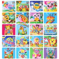 10 Pcs 3D Kreatif Handmade EVA Kartun Teka-teki Kerajinan Lukisan Sticker Pendidikan Prasekolah Mainan Hadiah Ulang Tahun Natal (Kirim Acak) Gaya: Gaya Acak-Intl