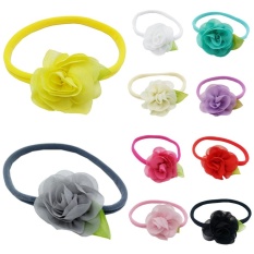 10 Pcs Elastis Baby Girls Flower Headband dengan Chiffon Meninggalkan Rambut Aksesori-Intl