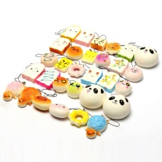 10 Pcs Acak Licin Lembut PANDA/penyu/roti/Cake/Buns Ponsel Pesona Straps Decor