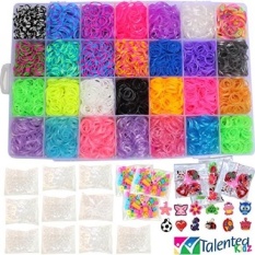 11.000 PC Rainbow Pita Berwarna Mega Refill Bundle Oleh Talented Man Kidz: 10.000 Band Kualitas Premium Di 28 Warna-warna Bright Future. 36 Charms. 150Beads. 500 Klip & Organizer. Terbaik untuk Membuat FriendshipBracelets-Intl