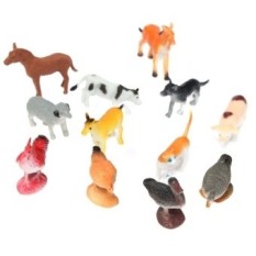 12 Pcs Plastik Farm Yard Gambar Babi Sapi Kuda Anjing Animal Model Kidsplayset Mainan Baru-Internasional