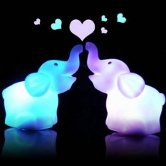 1pcs 7 Changing Color Elephant Shape LED Night Light Decoration Candle Kid Gift - intl