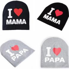 2 buah aku sayang mama & papa topi bayi rajutan benang kapas
