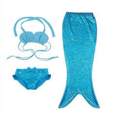 2016 Anak Gadis Cantik Yang Memikat Ekor Putri Duyung Berenang Renang Baju Renang Bikini Set Anak Pantai Memakai Baju Renang Bayi (biru)