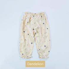 2017 New Summer Female Baby Floral Anti-mosquito Pants Home Air Conditioning Pants Cotton Linen Thin Lantern Pants -Dandelion