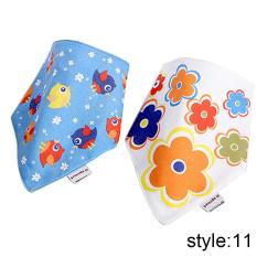2 Pcs Bayi Cotton 2 Layer Bibs Balita Kartun Pinafore Bertelanjang Banana Owl Pola Bibs Handuk untuk Bayi Baru Lahir- INTL