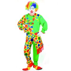 2 Pcs/set Clown Cosplay Kostum Halloween untuk Pria Dewasa Jumpsuit + Cap Ukuran 165-175 Cm-Intl