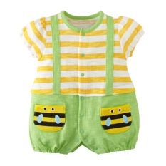 3-24 Bulan Bayi Perempuan Baju Terusan Lengan Bang Pendek Pakaian Musim Panas Pakaian Terusan Satu Potong Baju Monyet Baru Lahir dari Merek Terkenal dengan Mudah.