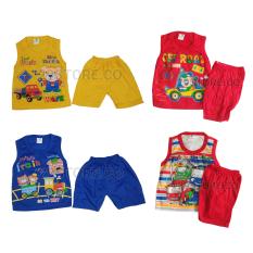 3 Pcs/Set - Setelan Baju Kaos Singlet Oblong Kutung Tanktop Anak Bayi Cowok Laki Laki Murah