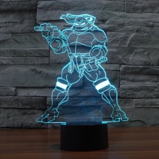 3D Kreatif Teenage Mutant Ninja Turtles LED Light Table Lamp7color Touch Bedside Lampu Suasana Colorful Lampu Meja-Intl