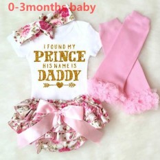 4Pcs/Set Baju Bayi Perempuan Baru Lahir Body Suit Celana Legging Atasa dan Bando