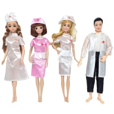 4 Set Doll Mainan Perawat dan Dokter Karir Pakaian Pakaian Pakaian Aksesori untuk Barbie Mainan Anak Ulang Tahun Hadiah Natal- internasional