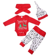 4 Pcs Anak-anak Bayi Baru Lahir Pertama Saya Natal Rusa Baju Monyet Motif Panah Setelan Pakaian-Intl
