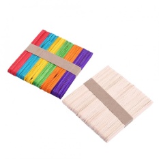 50pcs Wooden Ice Cream Freezer Pop Sticks Wood Sticks Craft Accessories(Mixed Color 1 Pack)