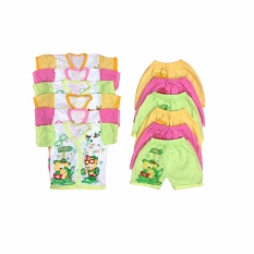 BAYIE - 6 SET Setelan Baju Bayi Lengan Pendek + Celana Pendek Motif lucu new born MELODY umur 0-3 bulan/baju rumah/anak laki-laki/anak perempuan